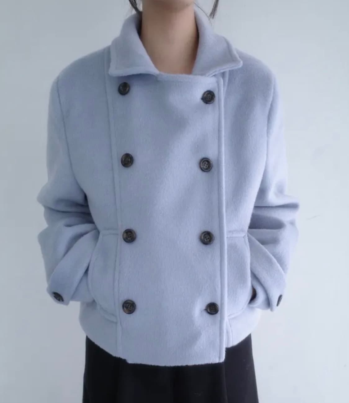 모디무드 더블 카라 울 하프코트 소라 상품이미지3