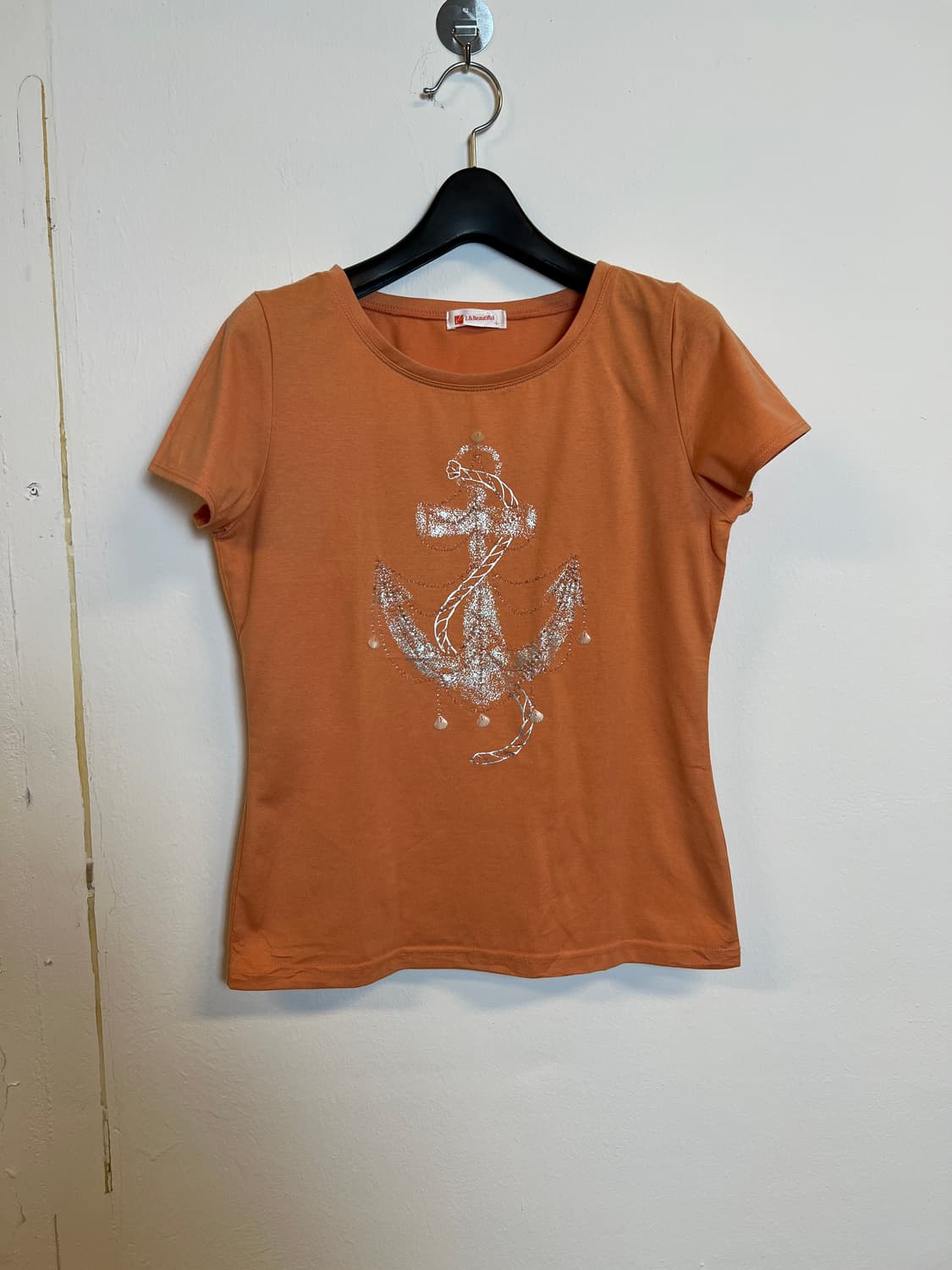 T090 L&BEAUTIFUL 오렌지 큐빅디테일 반팔티셔츠 L 상품이미지1