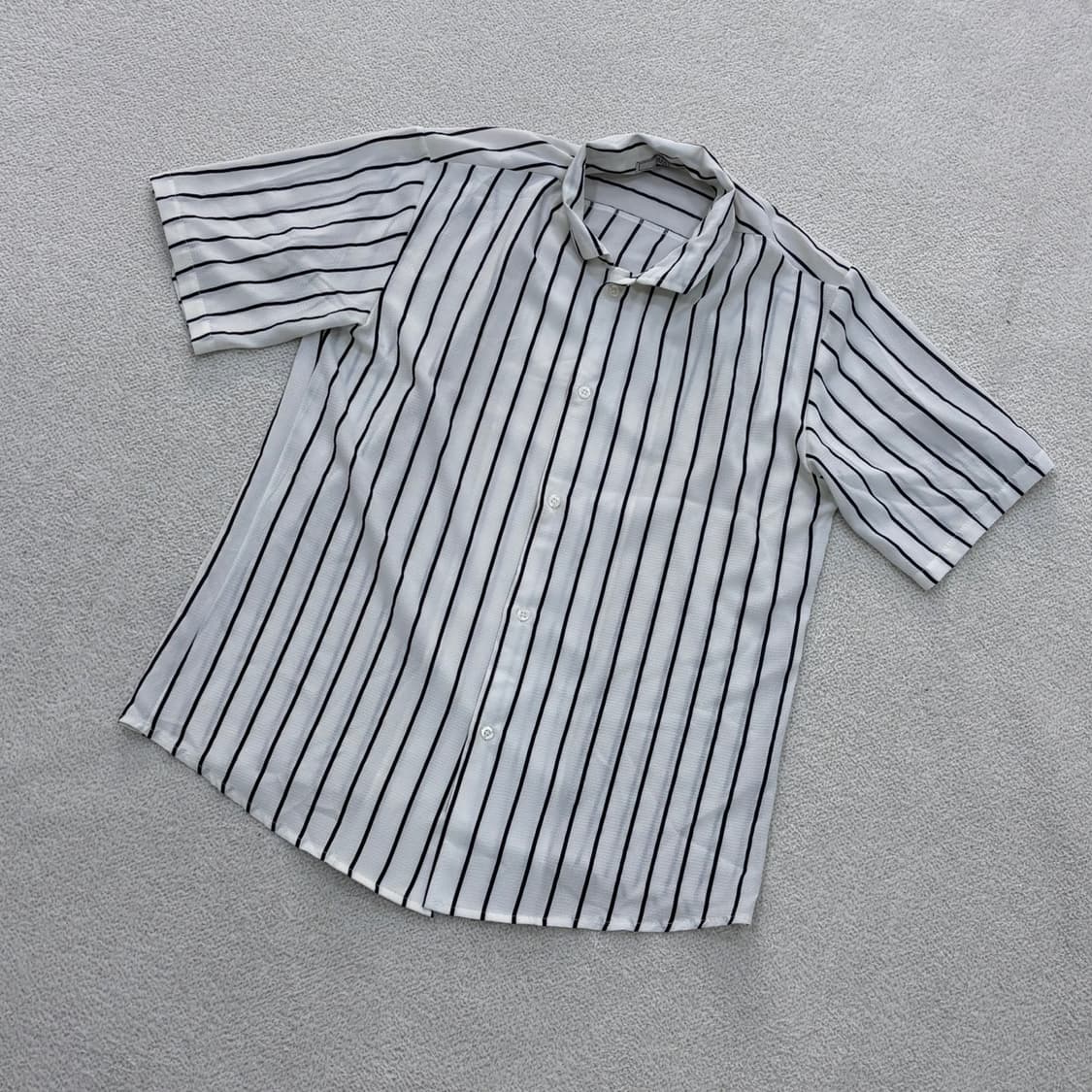 실측확인 세인트 스트라이프 반팔셔츠 0427E 상품이미지1