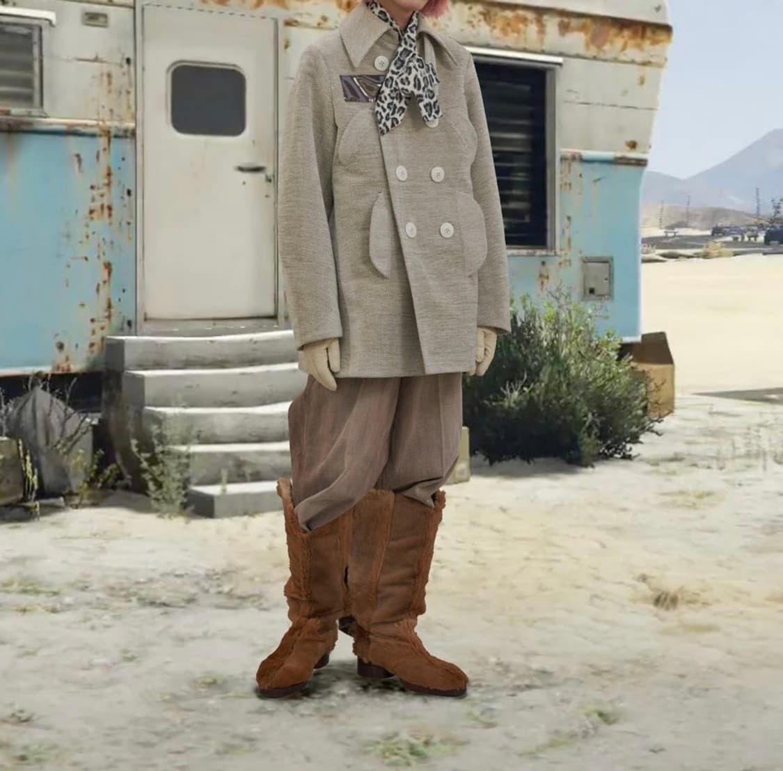 Masu Leopard Scarf White 상품이미지6