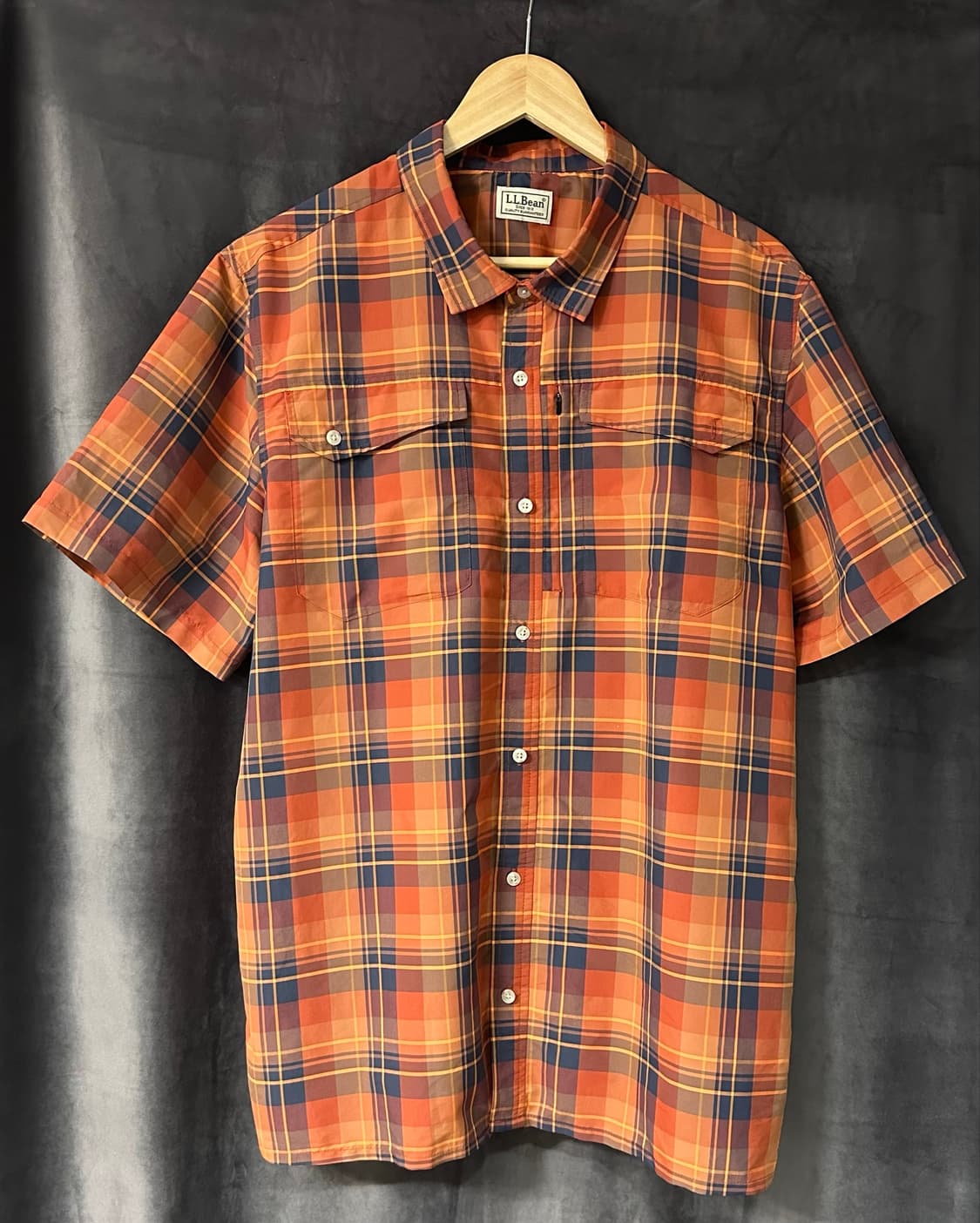 엘엘빈 L.L.Bean 체크 기능성 반팔 셔츠 아웃도어 낚시 캠핑 XL 상품이미지1