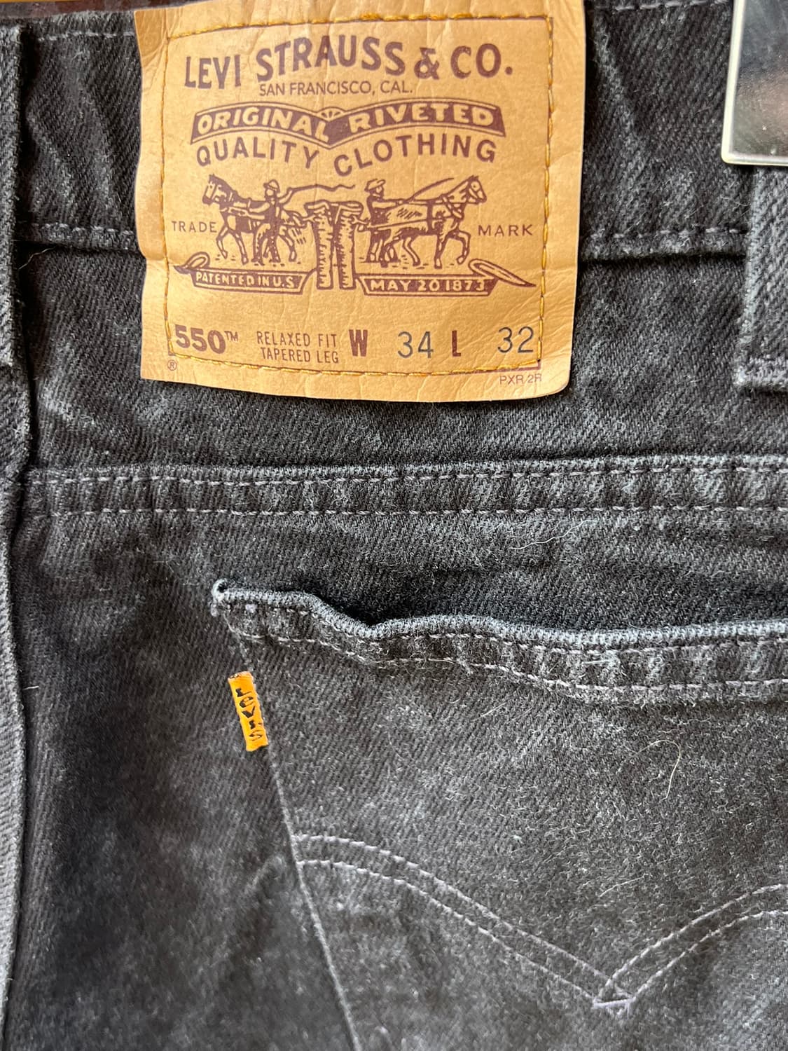 90's [34x32] 리바이스 550 오렌지탭 블랙 데님 팬츠 상품이미지9