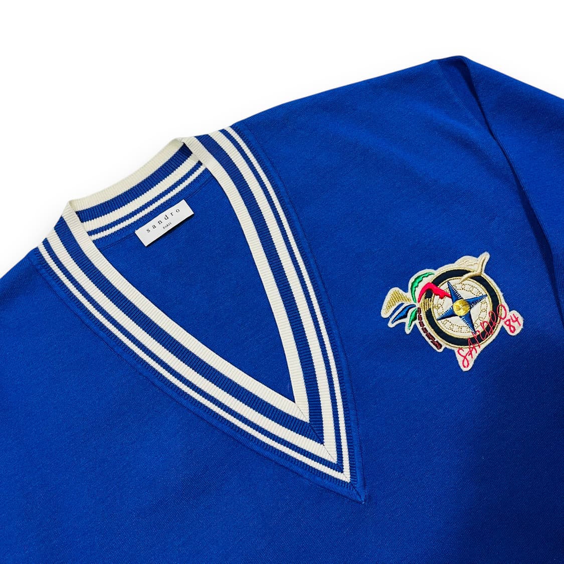 산드로 나침 하와이 포인트 브이넥 블루 니트 상품이미지2