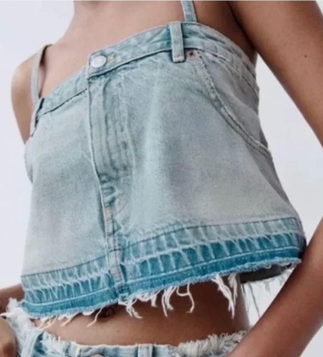자라 ZARA 데님 크롭탑 뷔스티에 나시탑 데님탑 m 55 상품이미지2