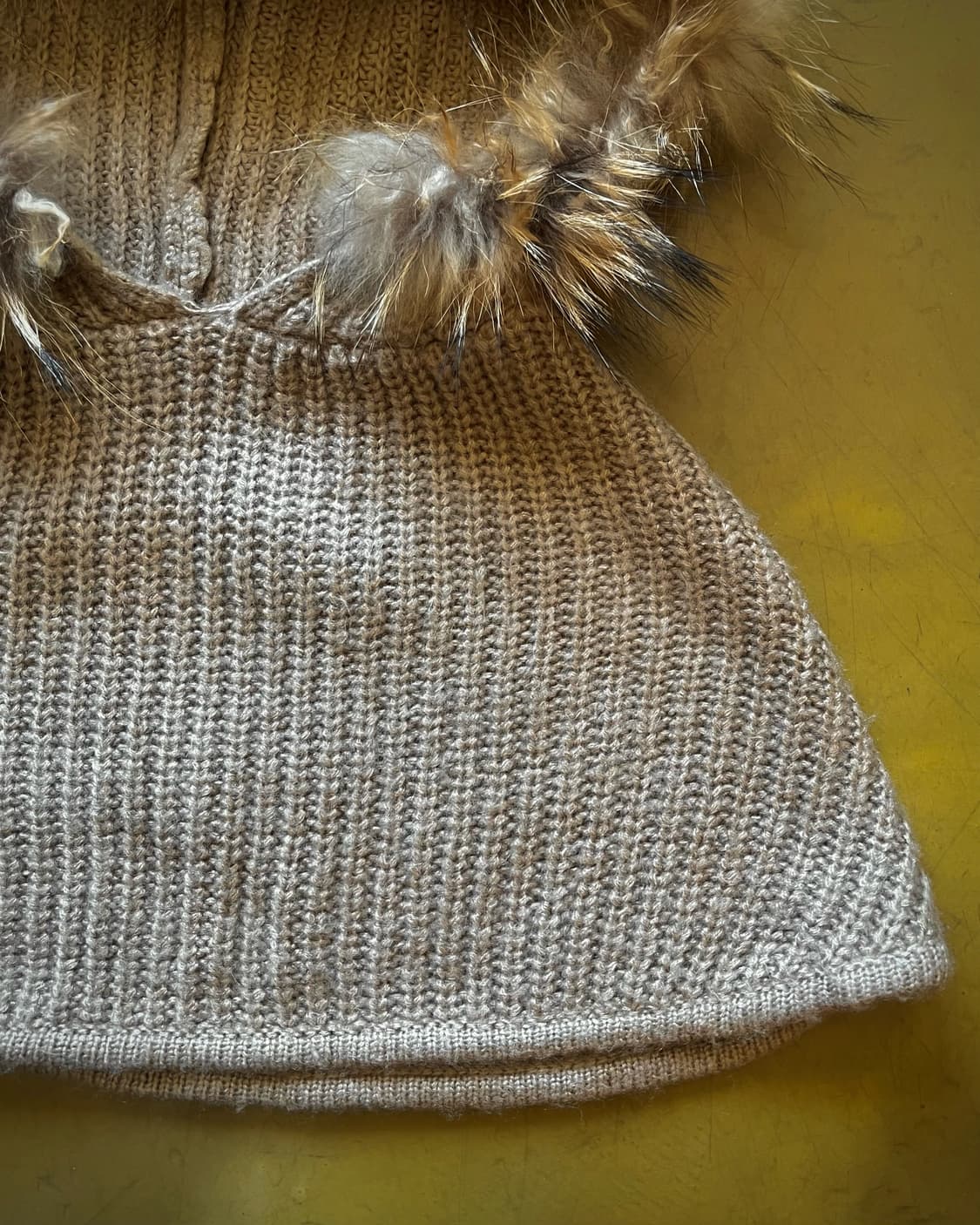 JPN Vintage Raccoon Fur Fake Knit Hood 상품이미지5