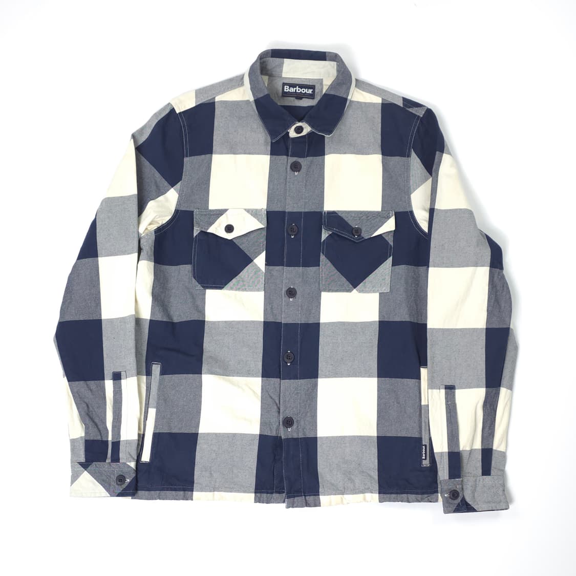 바버 코튼 체크셔츠 네이비-아이보리 체크 (L) 상품이미지1