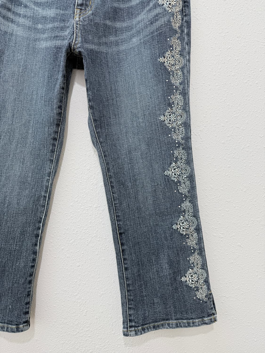 빈티지 oririn jeans 자수 데님 카프리 팬츠 상품이미지3