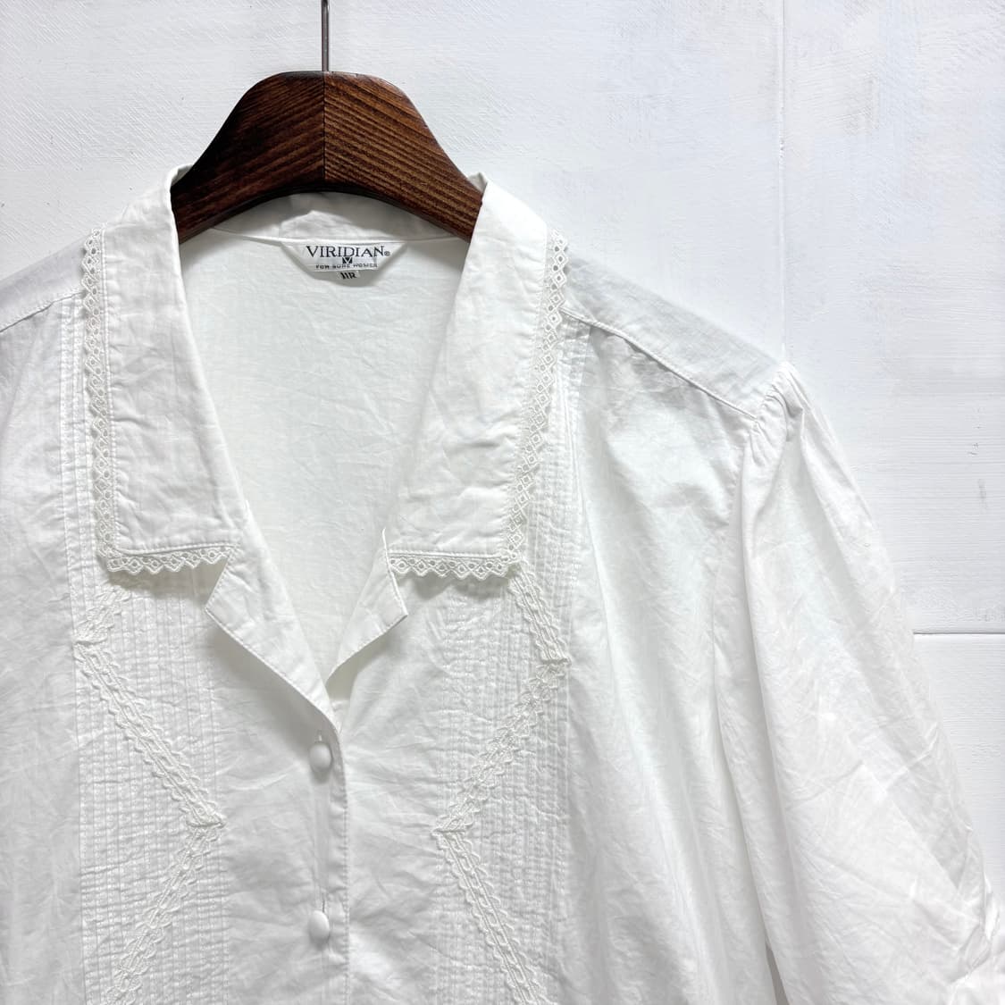 화이트 코튼 레이스 클래식 빈티지 블라우스  JPN 상품이미지2