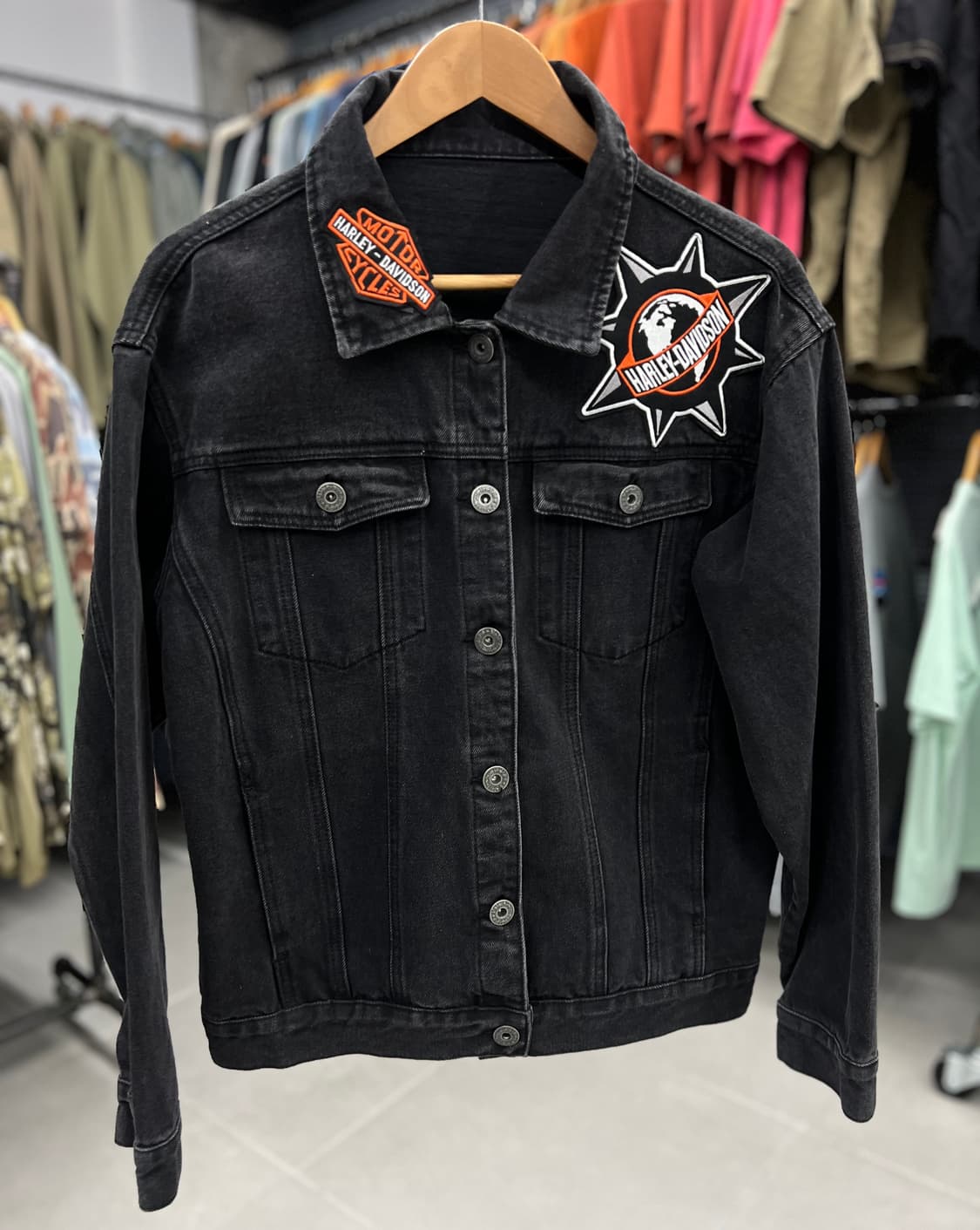 블랙 데님 할리 자켓 상품이미지1