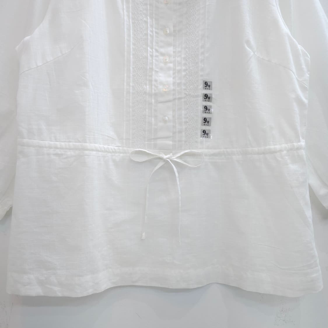 화이트 레이스 스트링 스퀘어넥 7부 블라우스 상품이미지4