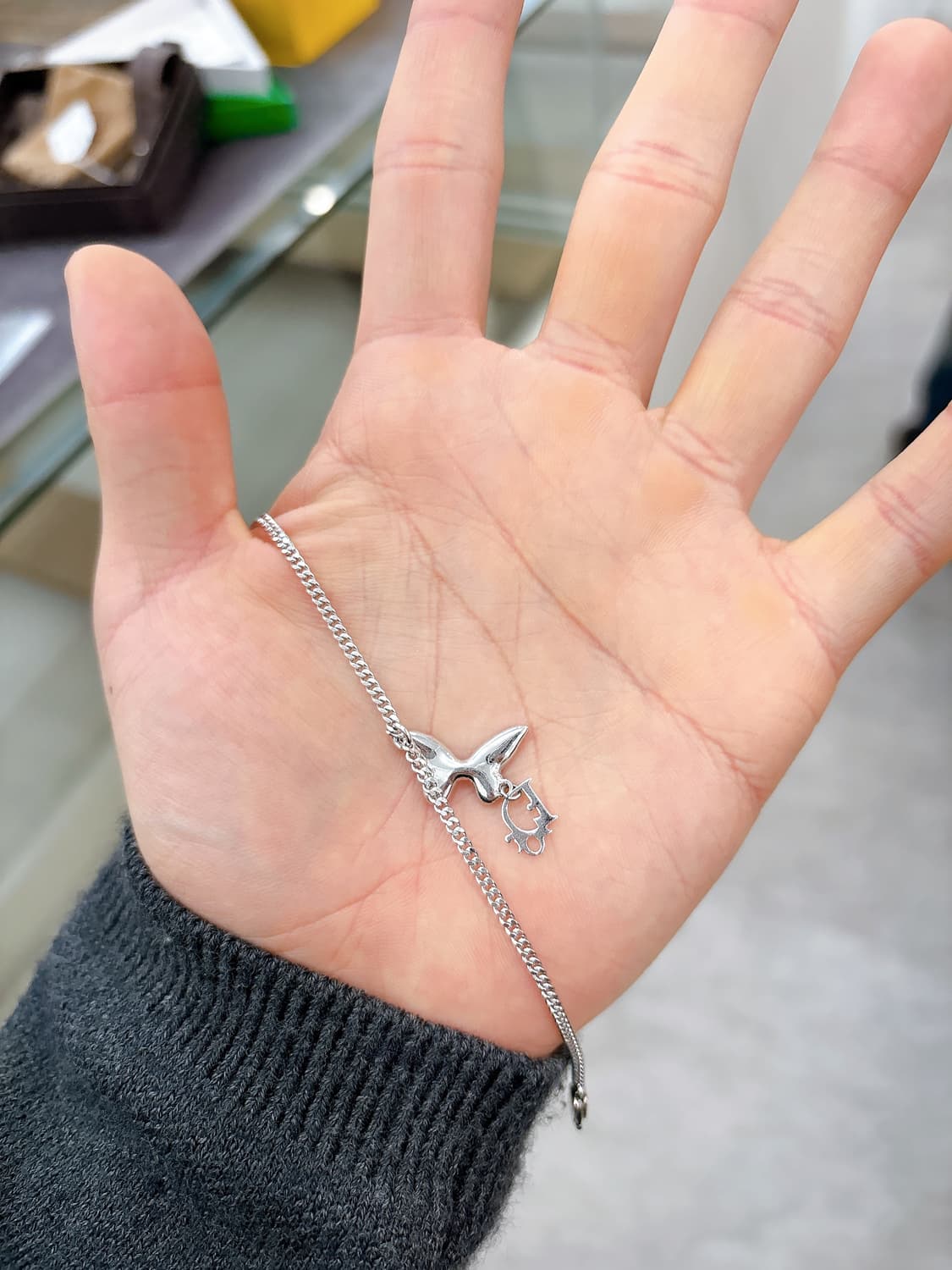 디올 오블리크 나비 큐빅 은장 팔찌 상품이미지2