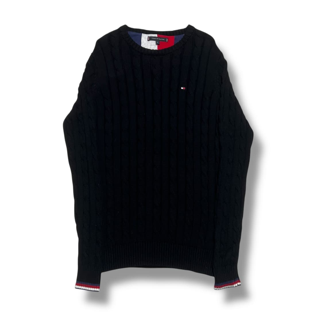 Tommy Hilfiger 남성 블랙 스몰로고 케이블 니트 상품이미지1