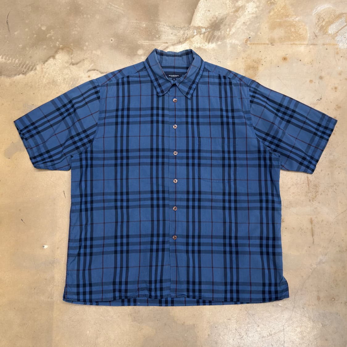 L 버버리 블루 체크 반팔 셔츠  상품이미지2