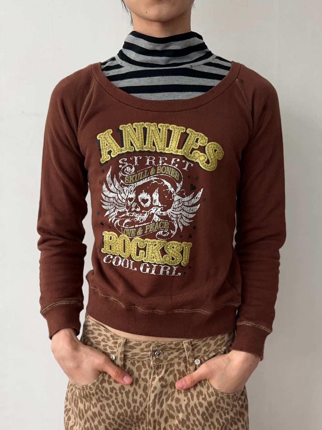 Annies Club 레트로 폴라 레이어 스웻셔츠 상품이미지1