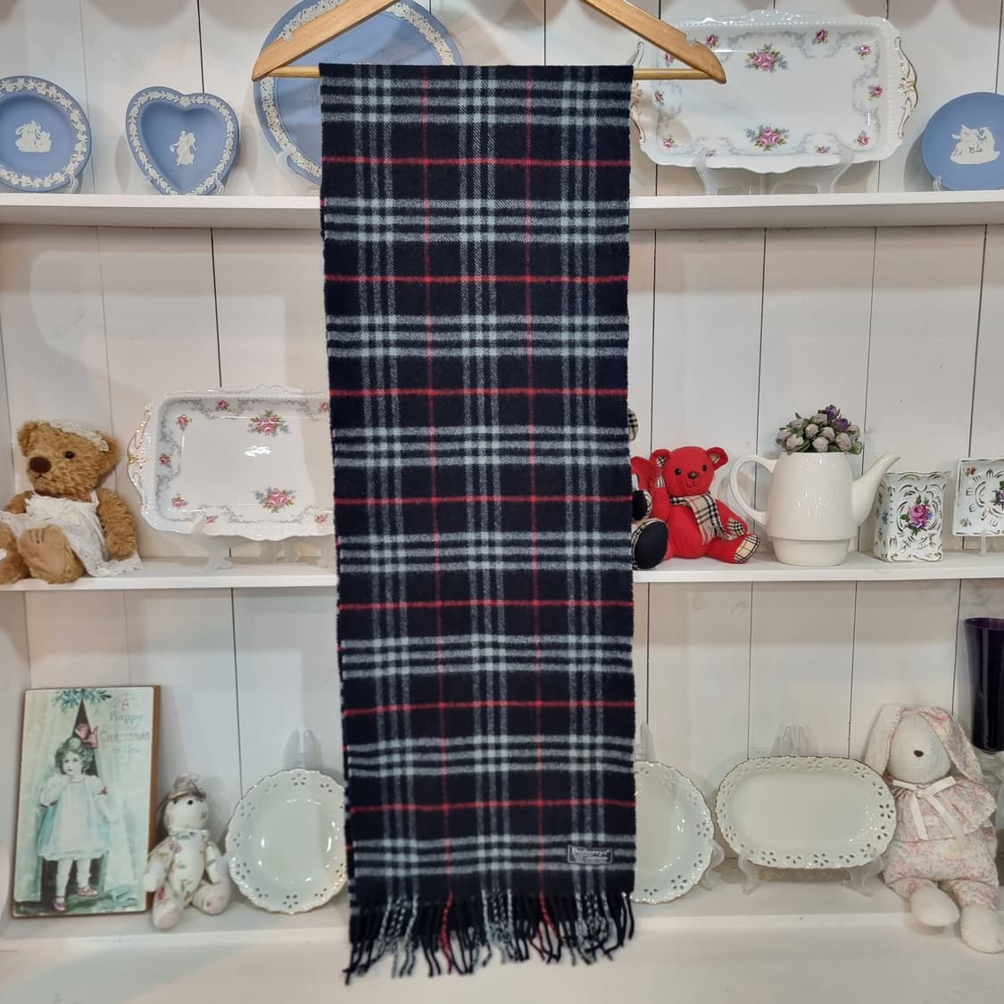 버버리(Burberry) 네이비 체크 머플러 상품이미지2