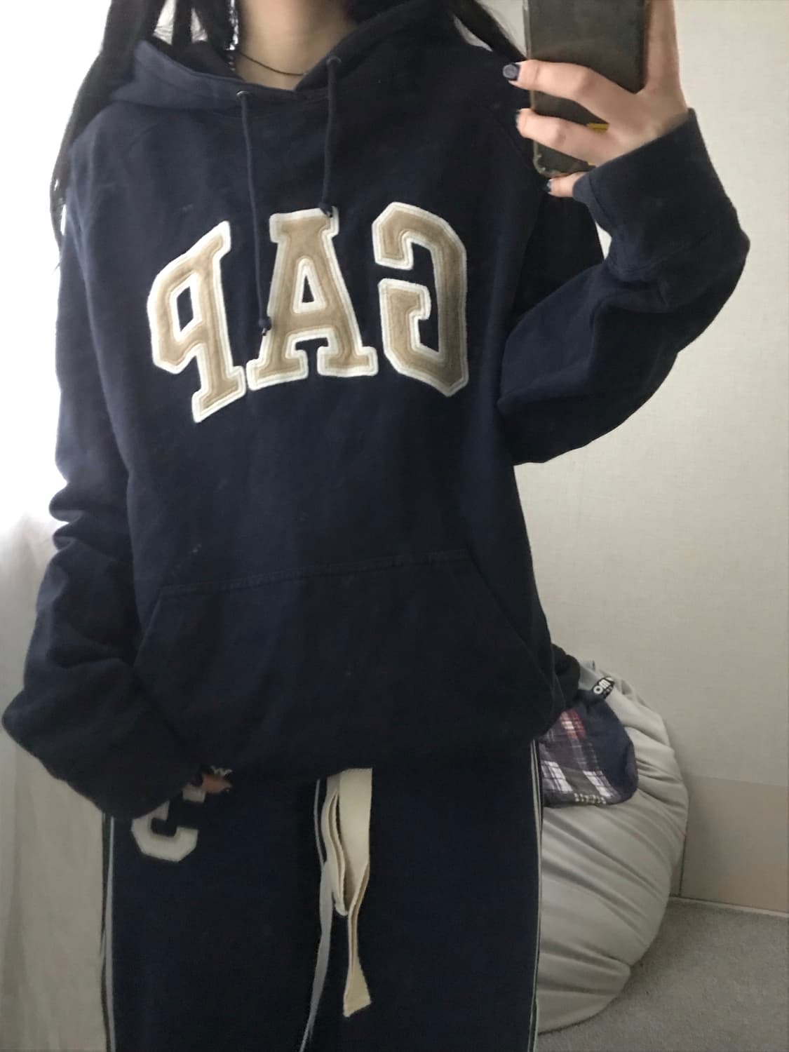 갭 네이비 오버핏 후드티 상품이미지5