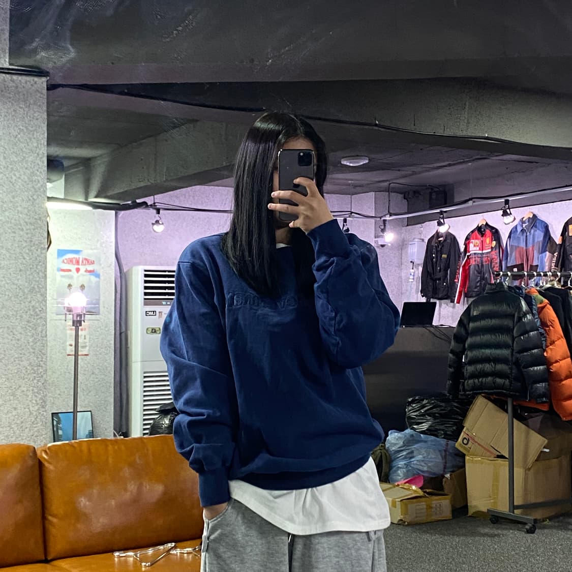 디스이즈네버댓 빅로고 네이비 맨투맨 B3202 상품이미지1