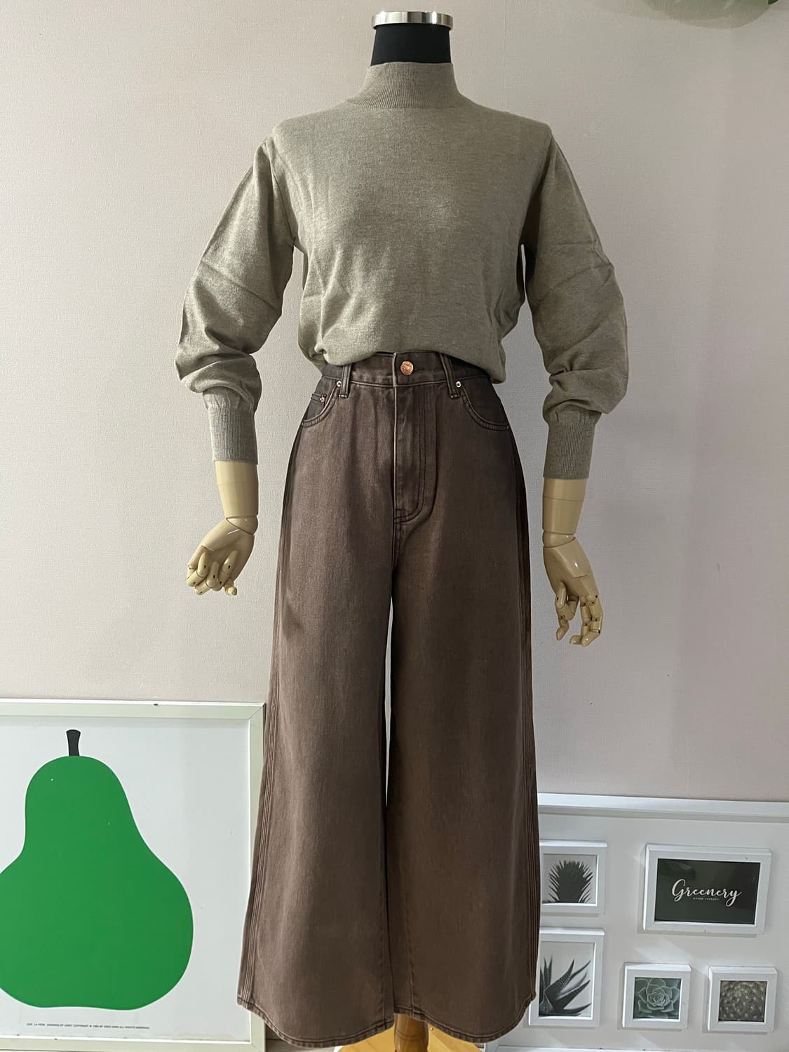 브라운빈티지워싱와이드데님(M) 상품이미지9