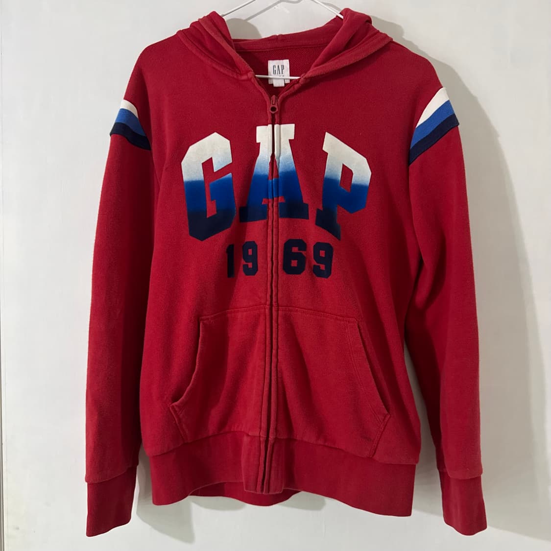 Y2k 갭 GAP 1968 블루 그라데이션 레드 후드집업 boo 상품이미지4