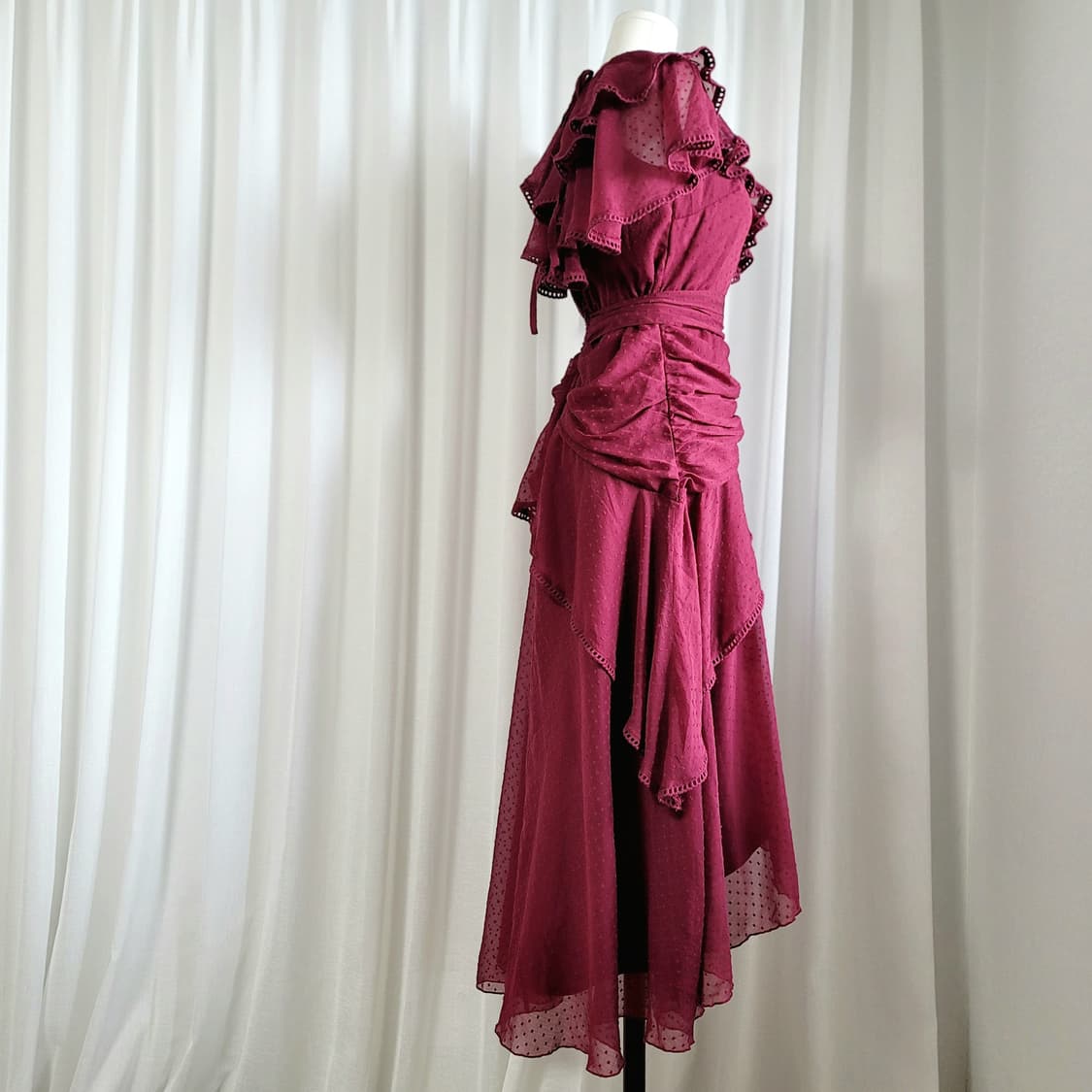 아소스 ASOS 드레이프 러플 프릴 쉬폰타이 원피스 (4455) 상태최상 상품이미지2