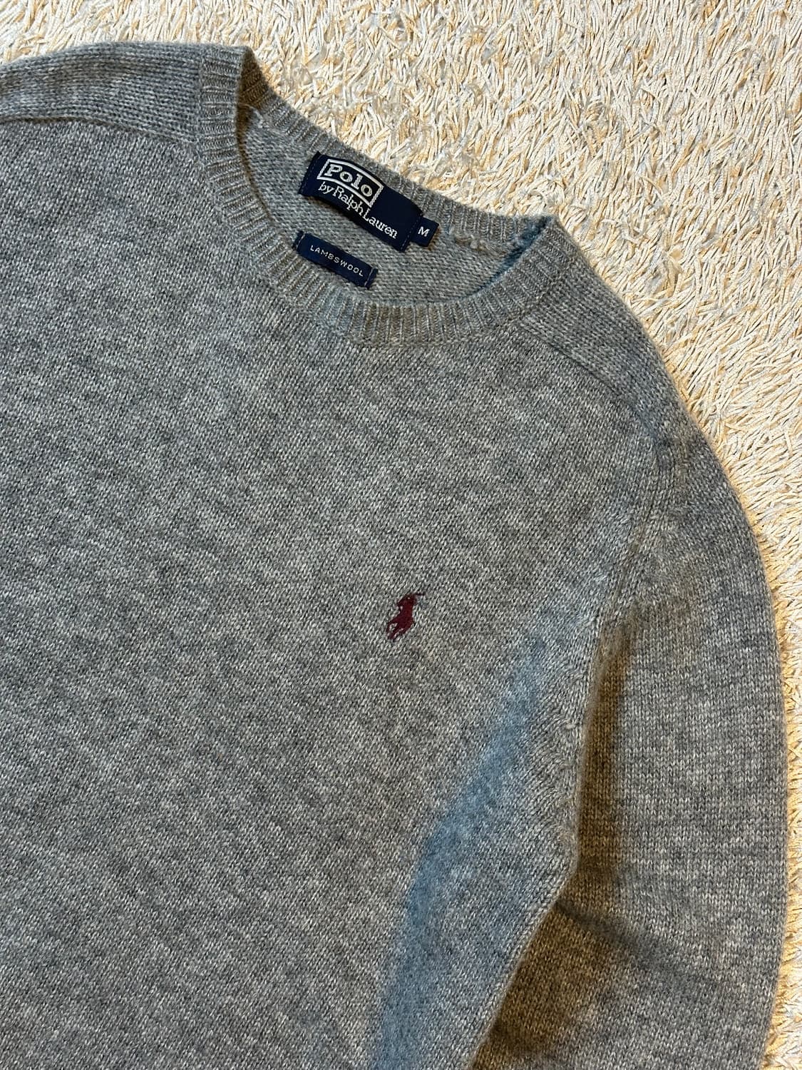 폴로 랄프로렌 버건디포니 램스울 라운드넥 니트 그레이 상품이미지2