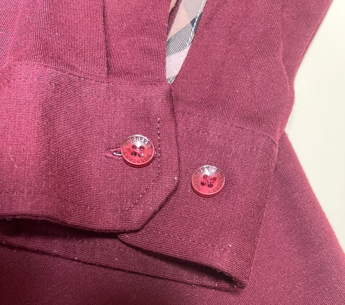 버버리 남성 긴팔 카라티 XL 버건디 상품이미지4