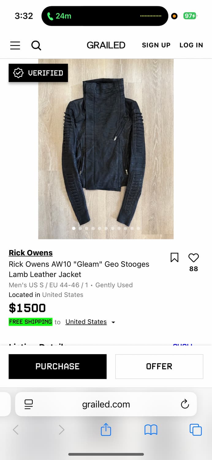 릭오왠스 양가죽 자켓 AW10 “Gleam” Geo Stooges 상품이미지2