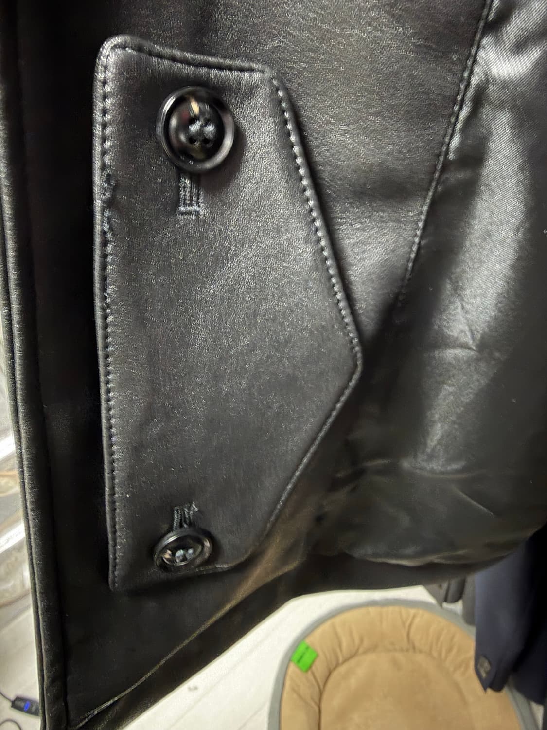 에스피오나지 Car Coat (Faux Leather) Black 상품이미지5