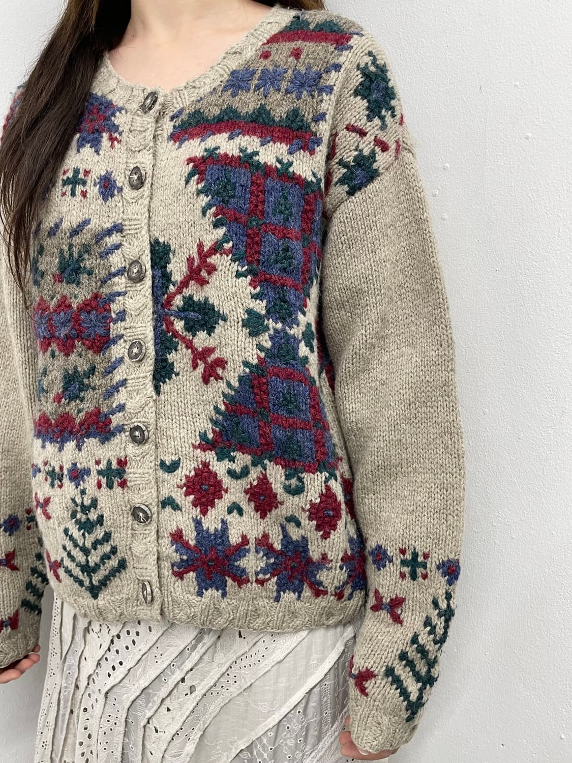 일러스트 자수 버튼 가디건 상품이미지3