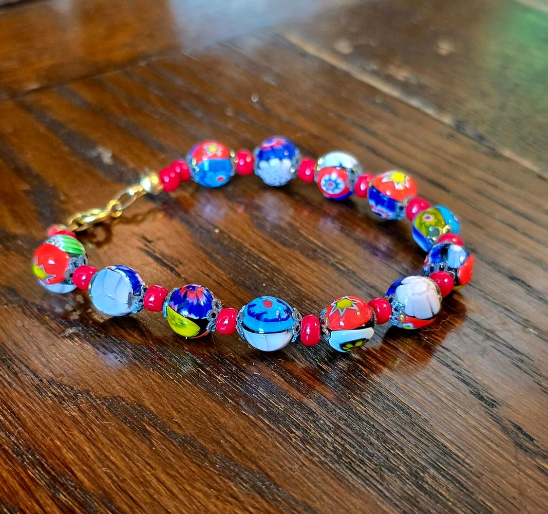 🇮🇹90's 빈티지 이탈리아 무라노 밀리피오리 글라스 팔찌 상품이미지2