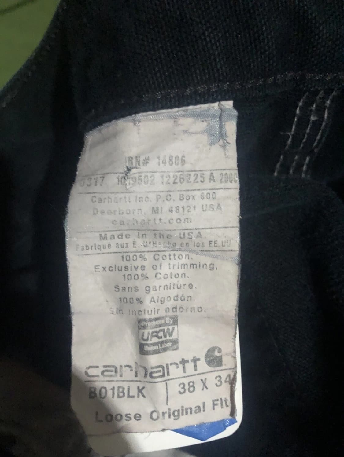 OG USA Vintage 칼하트 B01 BLK 더블니 팬츠 38X34 상품이미지8