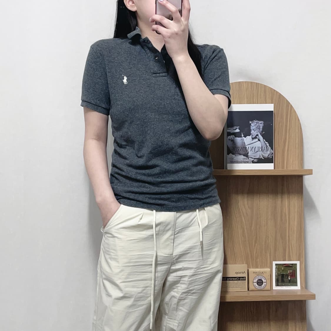 [정품] 폴로 챠콜 / 화이트포니 반팔카라티 [ S ] 상품이미지1