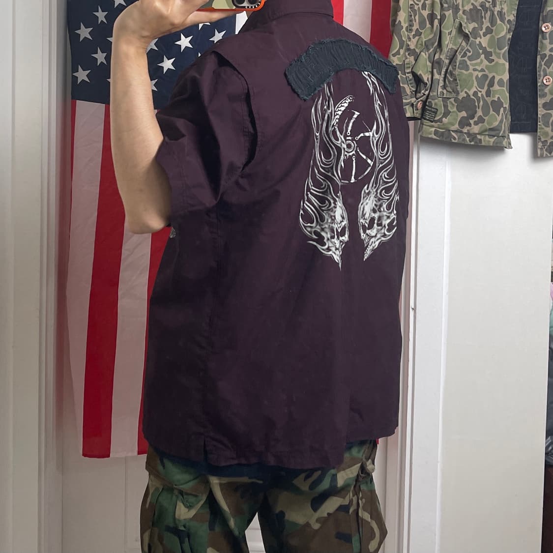 할리데이비슨 반팔셔츠 빈티지 남방 스컬 바이크 상품이미지1