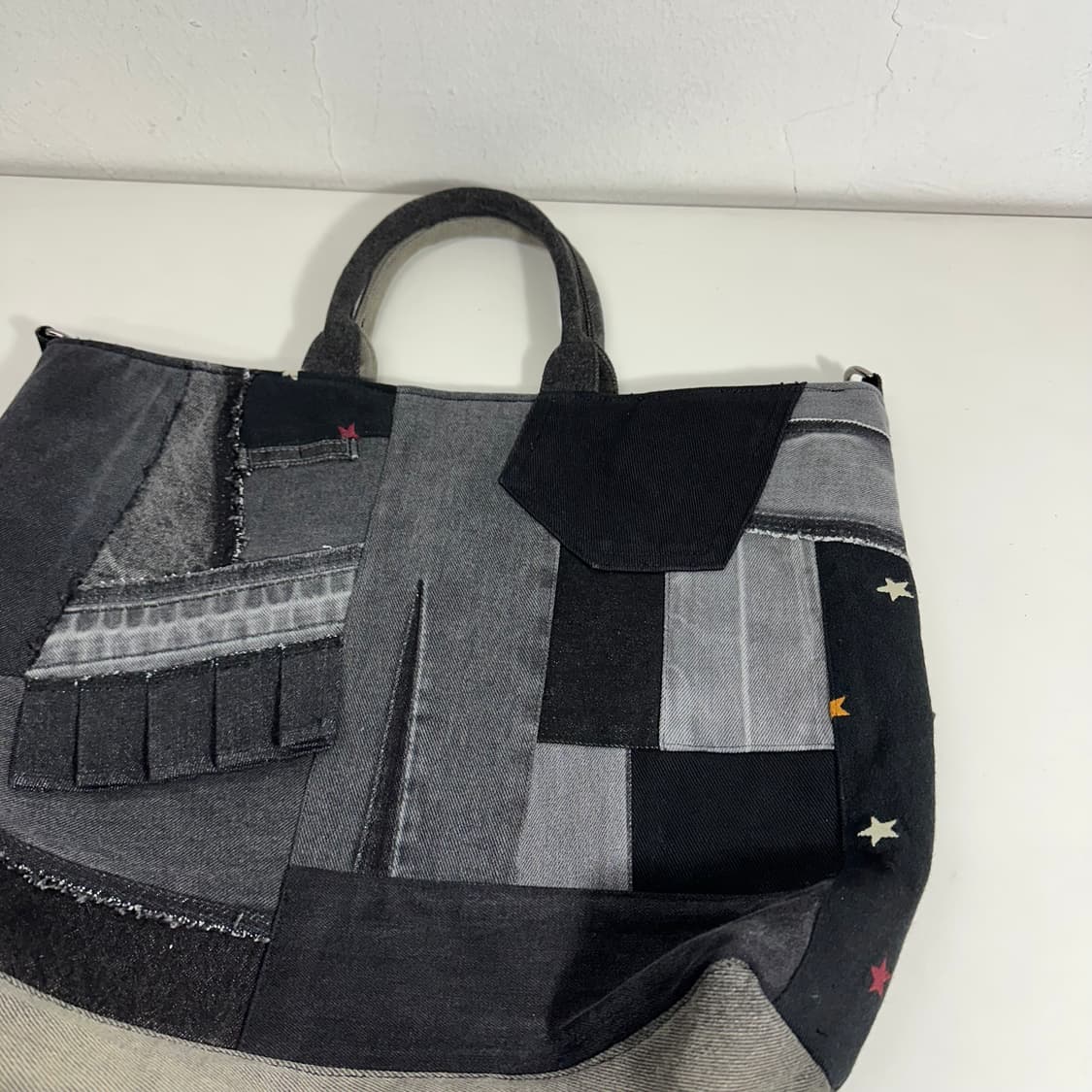 OS VTG 흑청 데님 리폼 도트백 상품이미지3