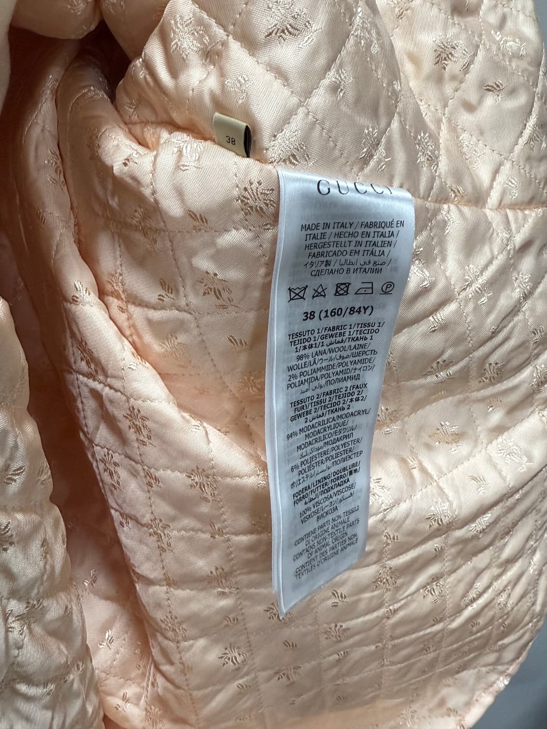 구찌 퍼 카라 울 코트 38사이즈 상품이미지5