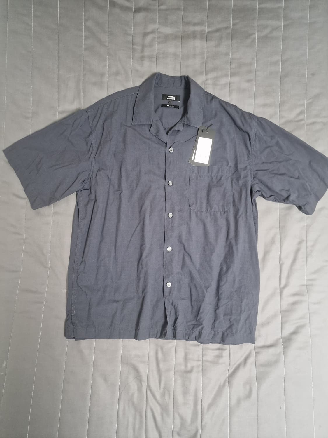 새제품급) 무탠다드 릴렉스드 CR 오픈 칼라 반소매 셔츠 아이언 그레이 상품이미지5