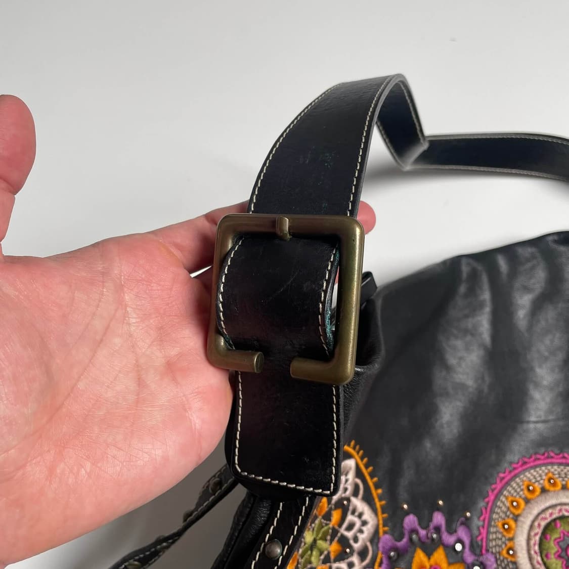 Gianni chiarini 꽃 자수 레더 백 (italy)   상품이미지9