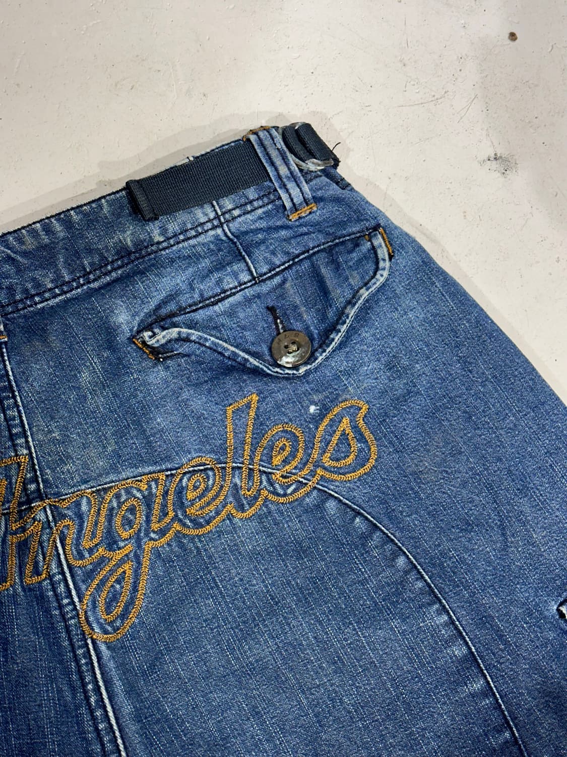 MLB 중청 다저스 콜라보 올드스쿨 데님 힙합 카고 팬츠 청바지  상품이미지6