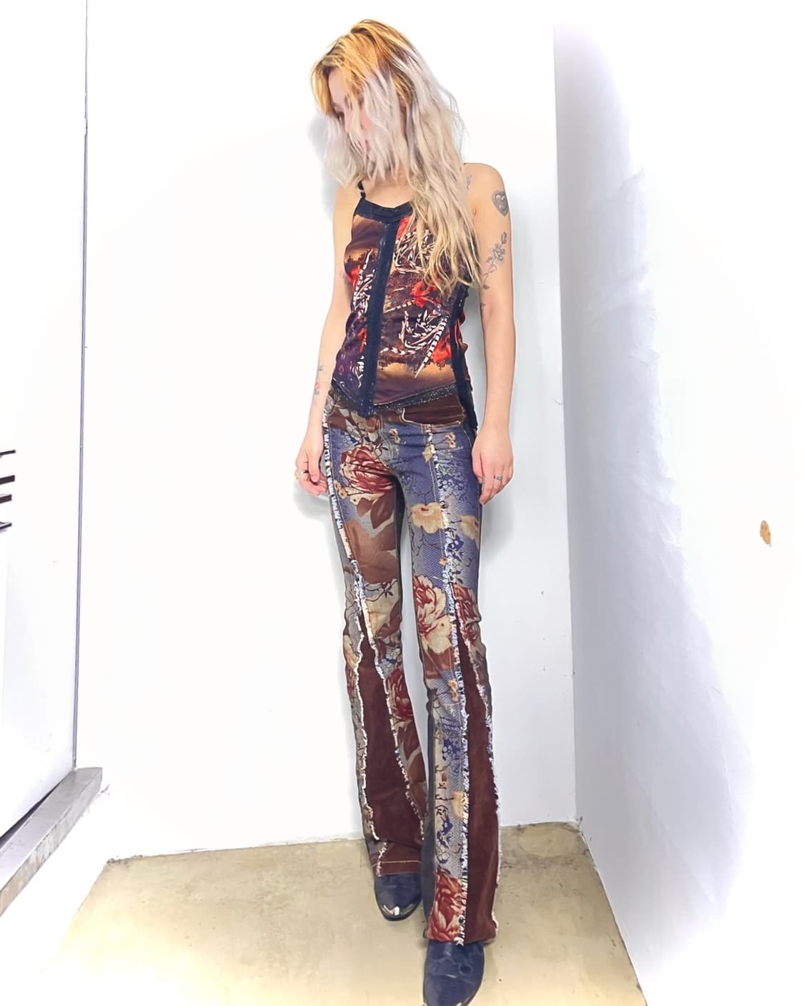 오즈온 보헤미안 패턴 부츠컷 데님팬츠 상품이미지1