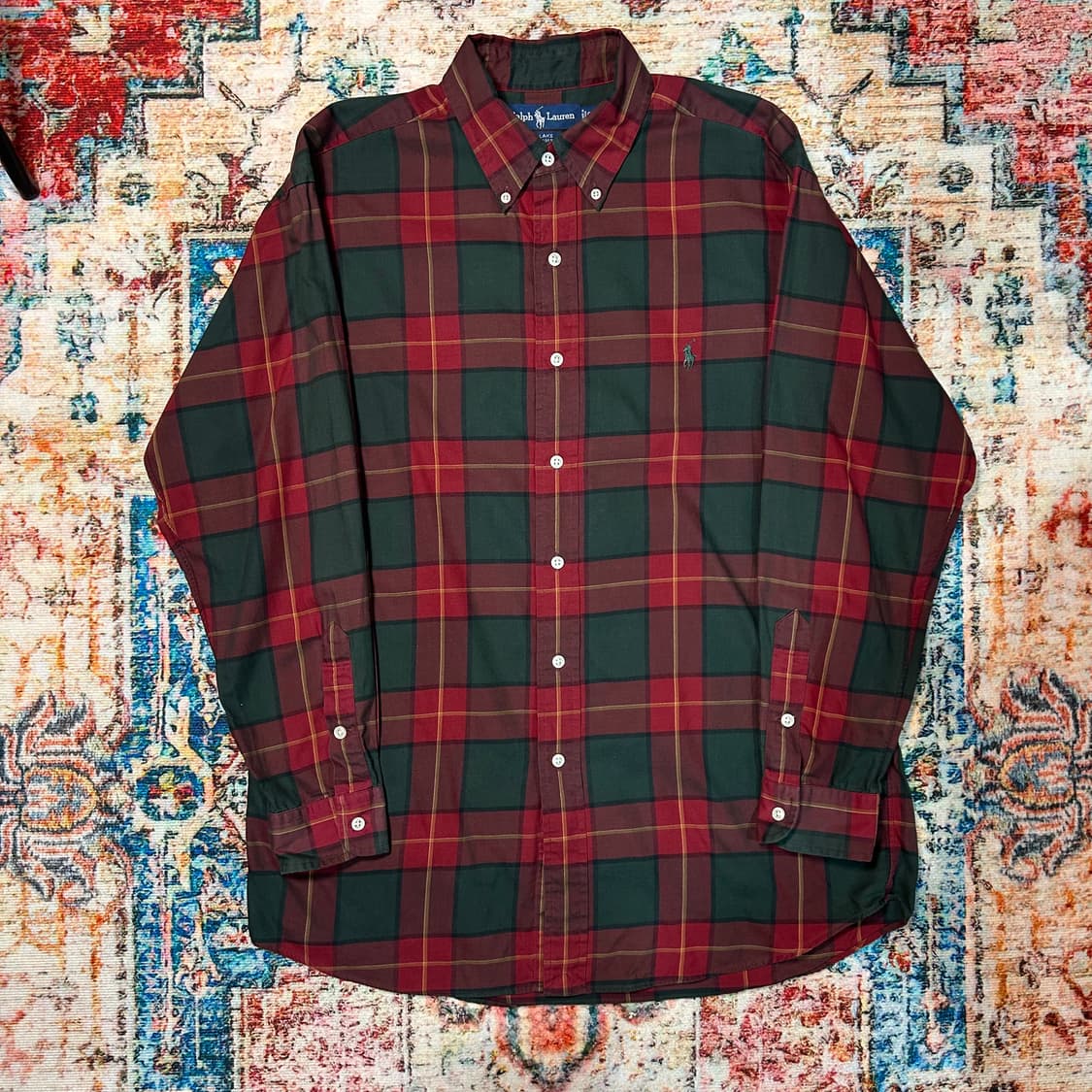 [XL] 폴로 랄프로렌 레드 그린 체크셔츠 상품이미지1