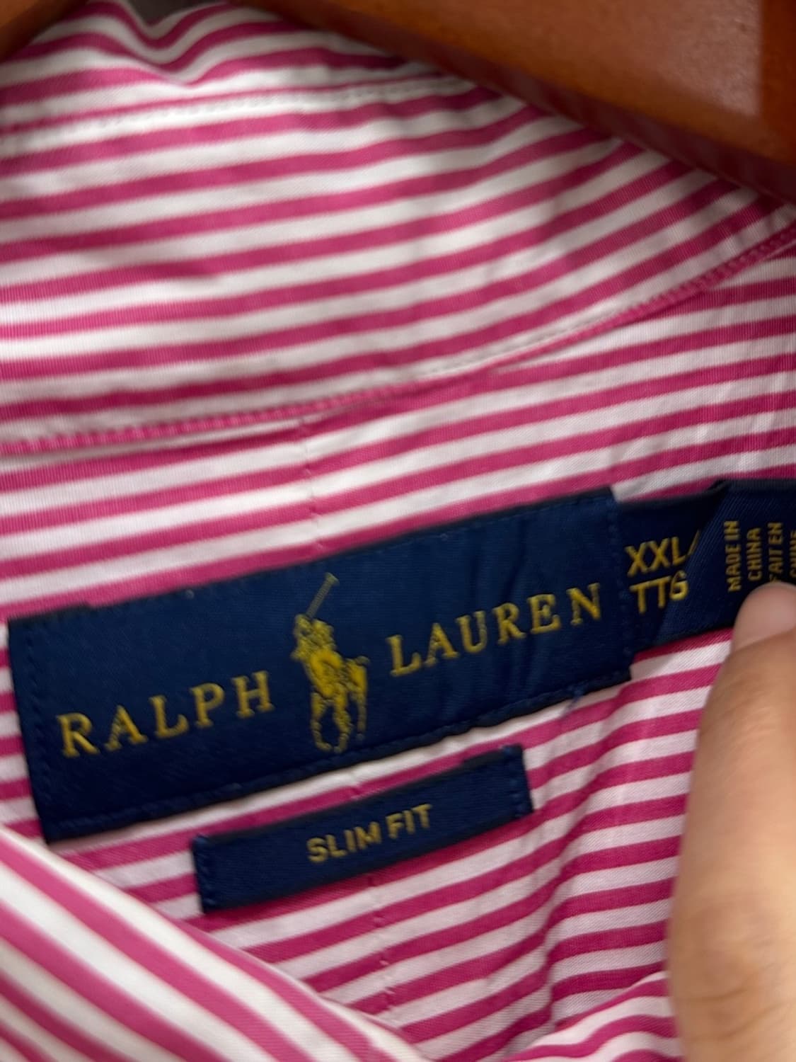 폴로 슬림핏 스트라이프 셔츠 핑크 (XXL)  상품이미지7