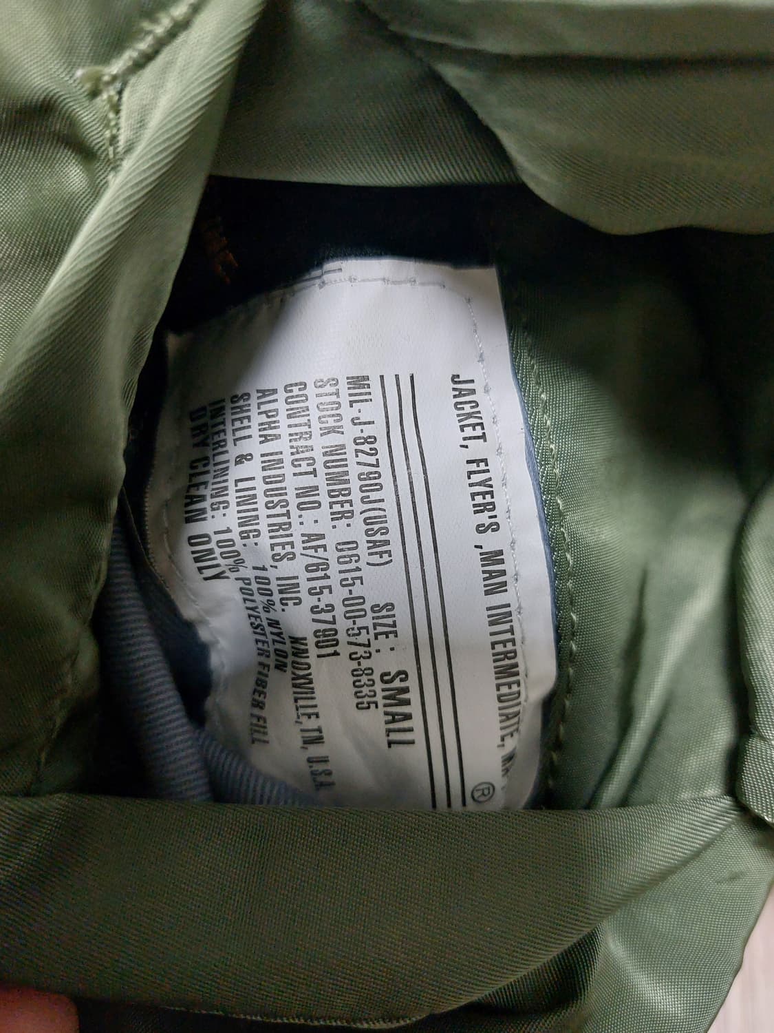 알파인더스트리 ma-1 세이지그린 S 상품이미지3