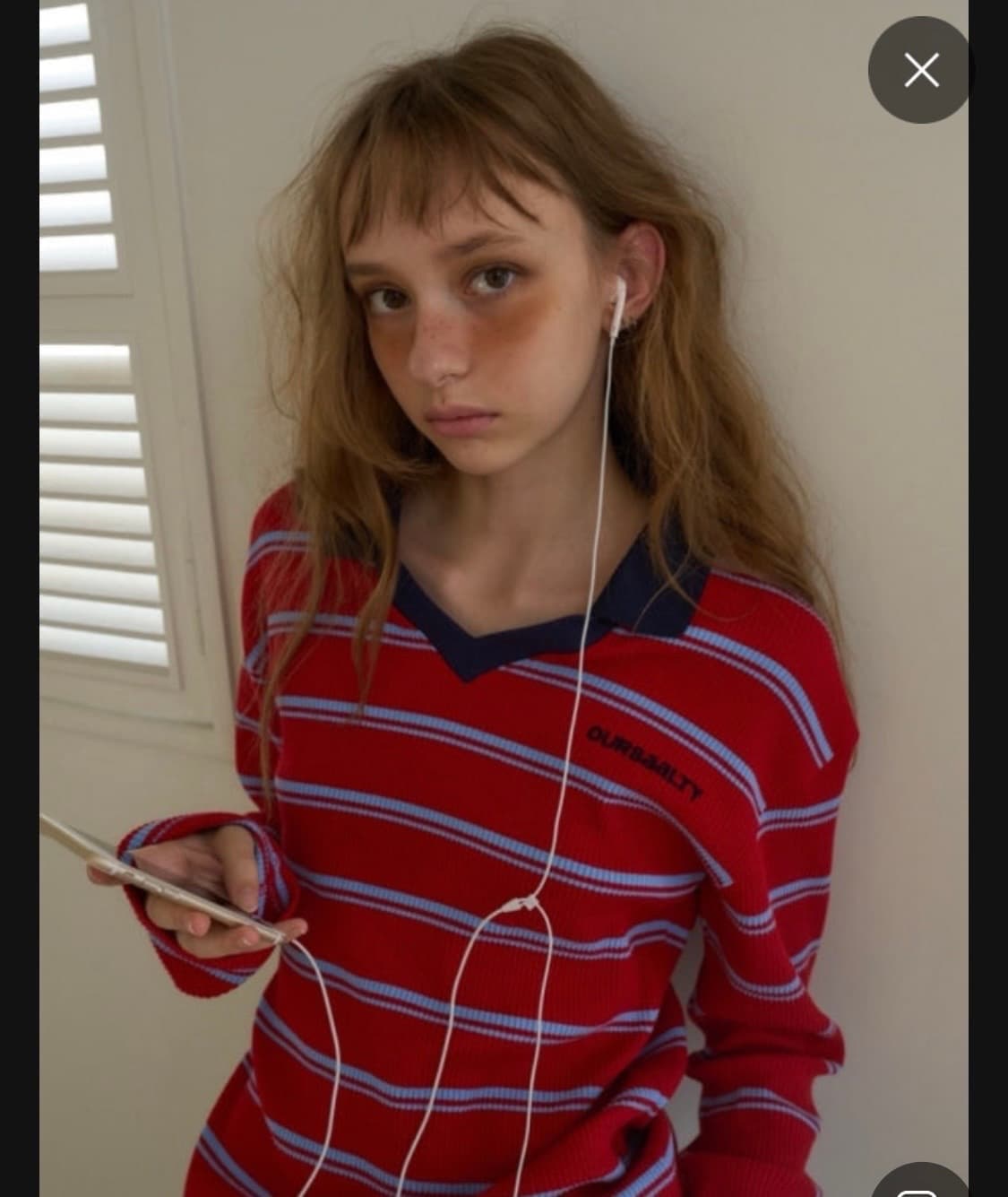 아우어솔티 레드 스트라이프 탑 상품이미지1