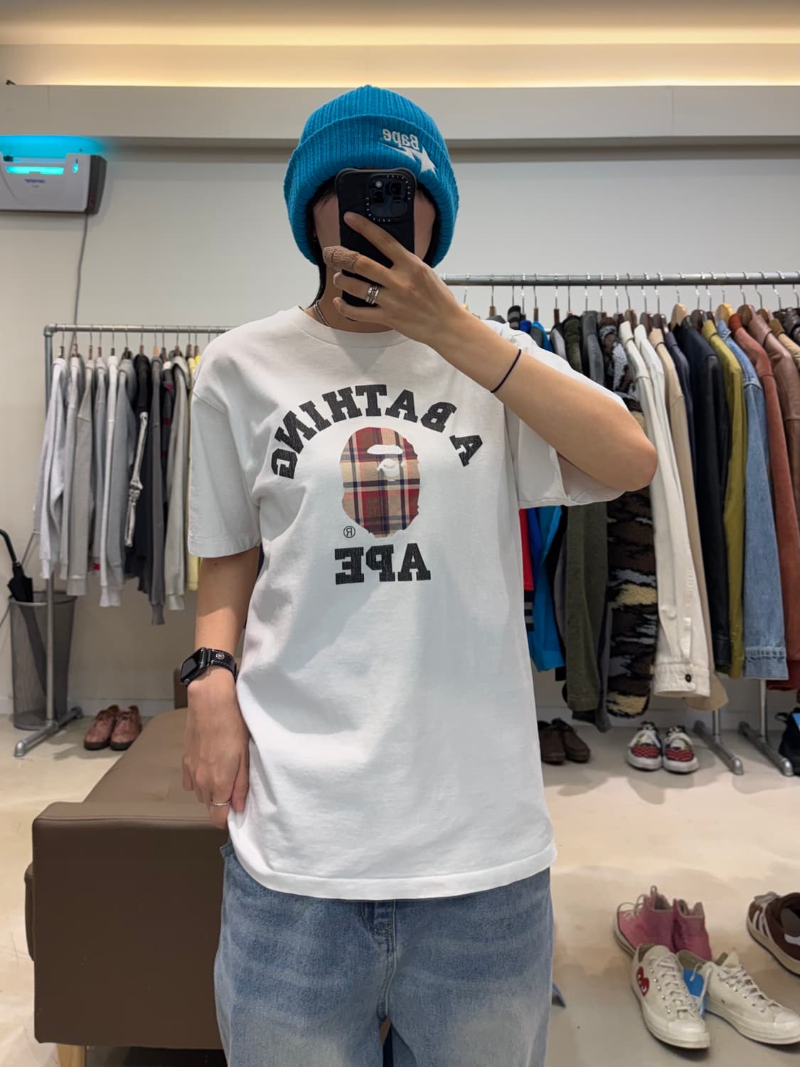 베이프 체크 컬리지 반팔 티셔츠 상품이미지5