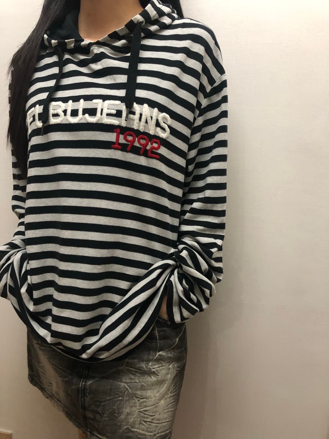 빈티지 푸부 스트라이프 그레이 후디 상품이미지6
