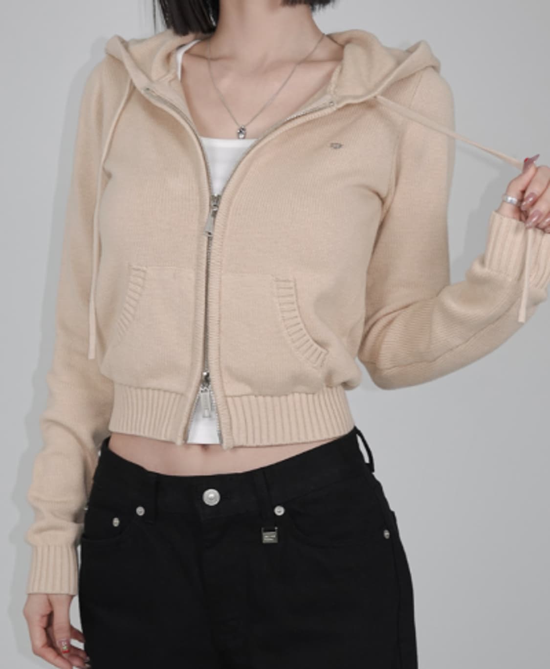 페일제이드 베이지 니트 집업 2사이즈 상품이미지2