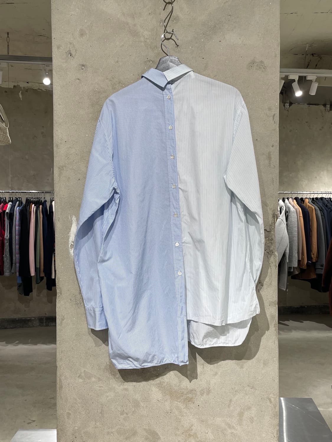 랑방 투 톤 스플릿 스트라이프 코튼 오버 셔츠 상품이미지6