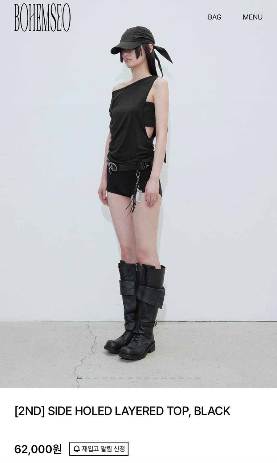 보헴서 레이어드 탑 SIDE HOLED LAYERED TOP, BLACK 상품이미지2