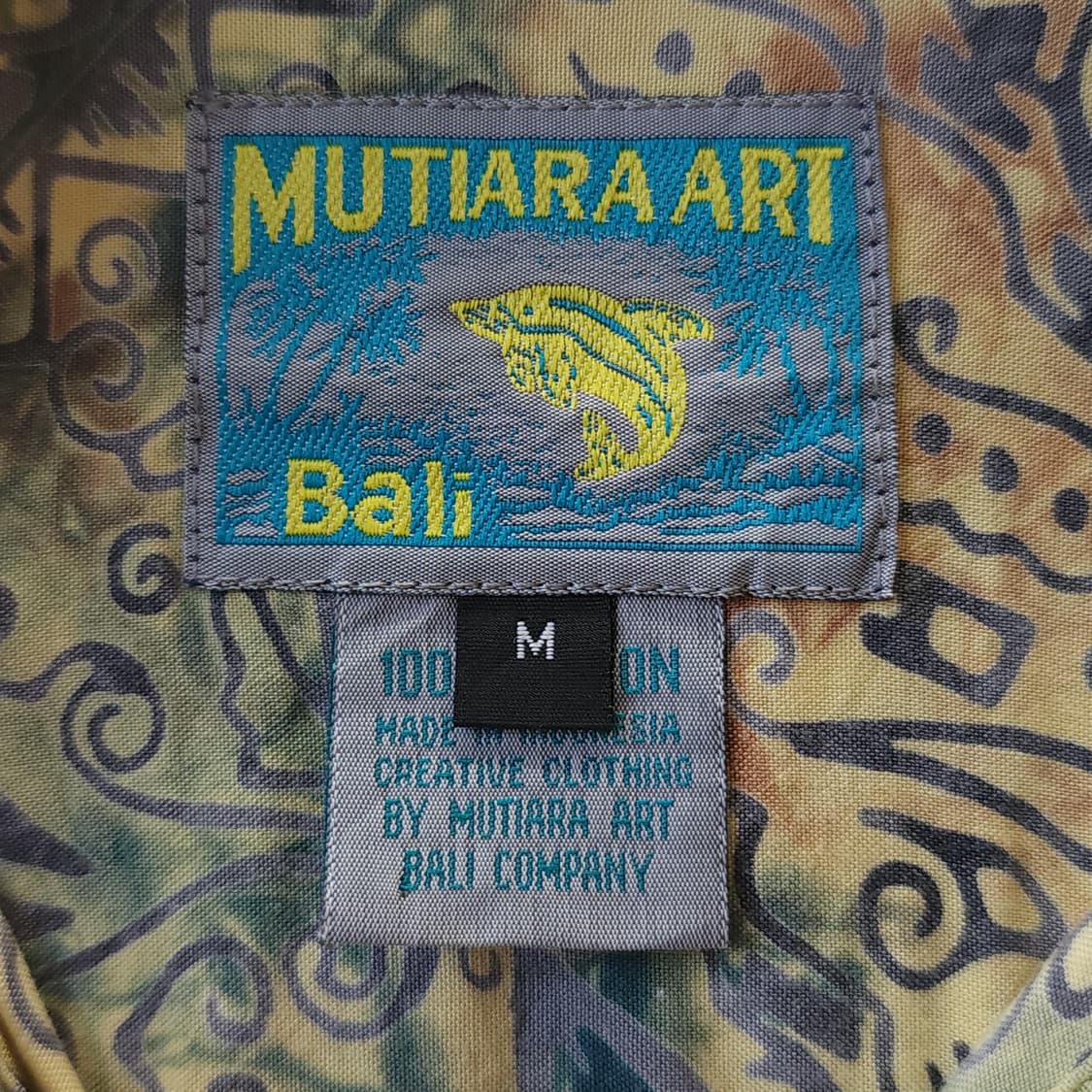 90s mutiara art 빈티지 하와이안 셔츠 잉어 프린팅 반팔셔츠m 상품이미지4