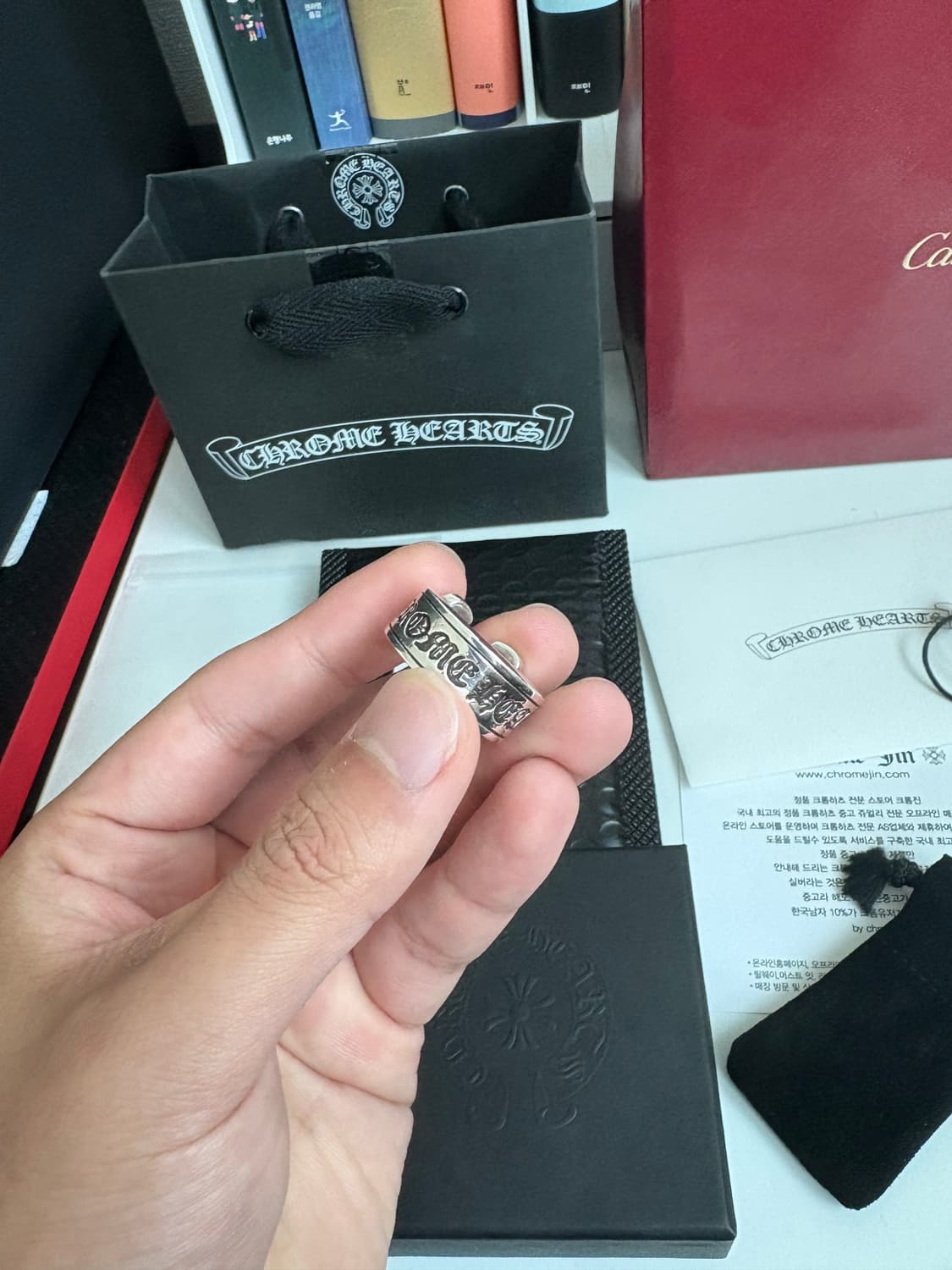 크롬하츠 스크롤라벨링 라지 새상품급 풀구성 판매 상품이미지2
